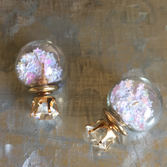 3 Pairs White Star Confetti Double Stud Earrings - Picture 2 of 5